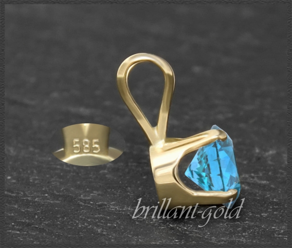 Anhänger 585 Gold Topas blau, 4,5,6,7mm